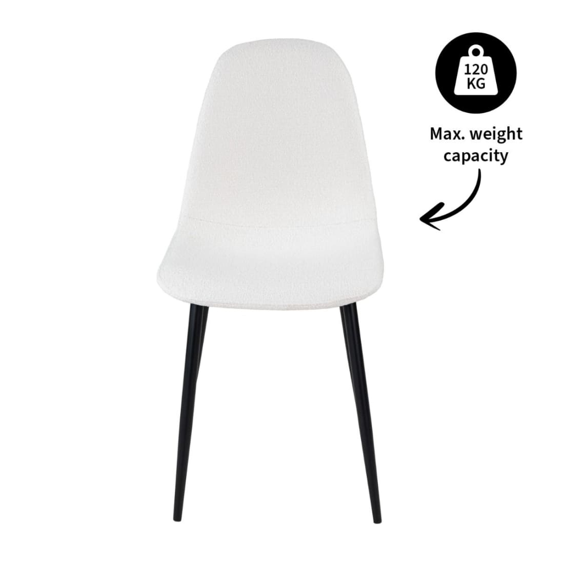 Kick Eetkamerstoel Mees Bouclé - Wit - Bouclé