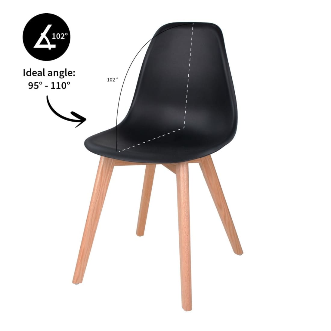 Kick Eetkamerstoel Yuna - Zwart - Kunststof eetkamerstoelen