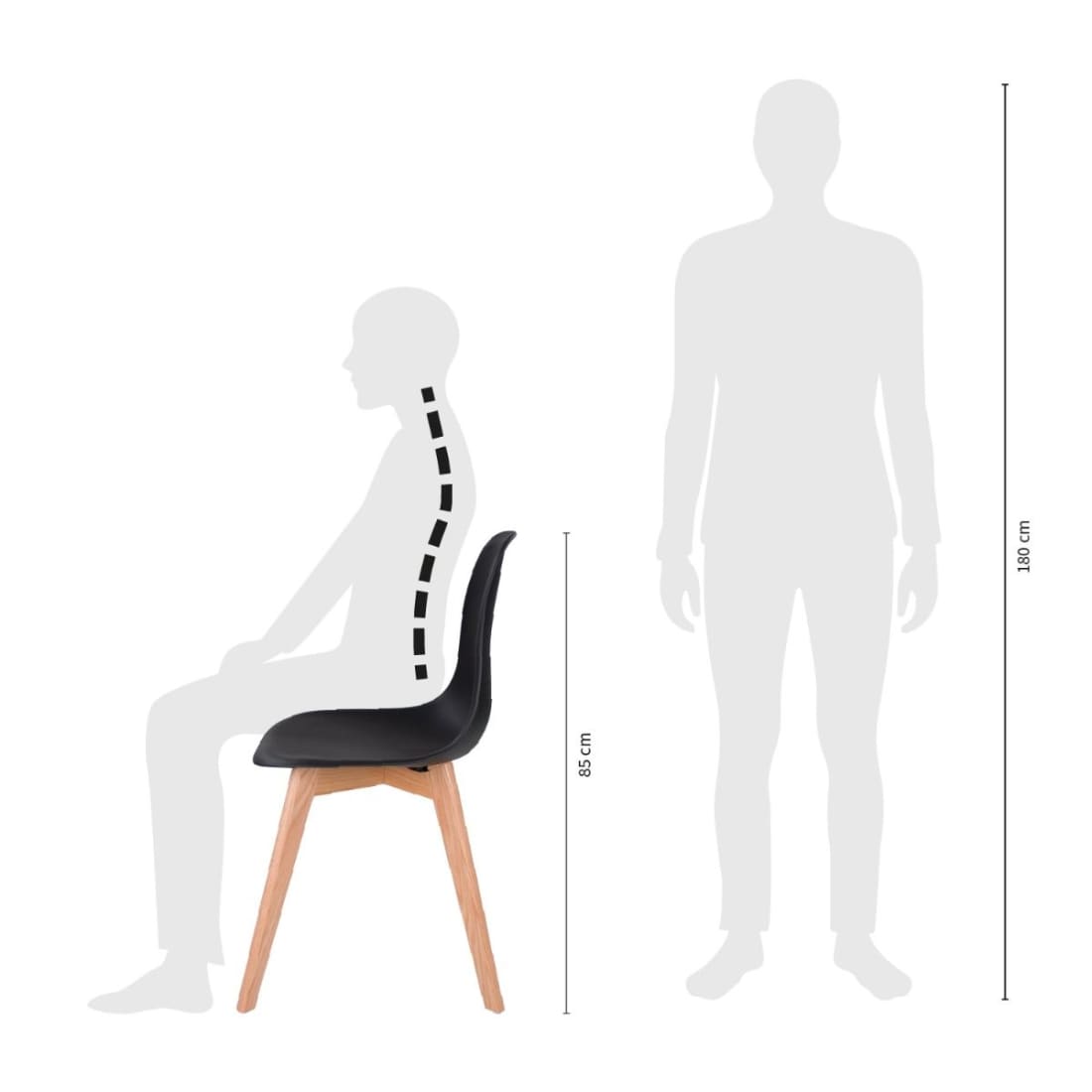 Kick Eetkamerstoel Yuna - Zwart - Kunststof eetkamerstoelen