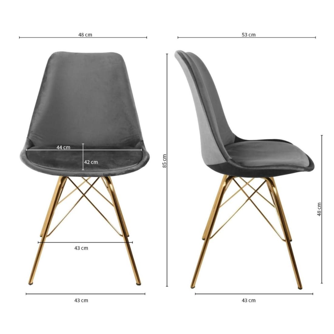 Kick Kuipstoel Velvet Goud Frame - Donkergrijs - Velvet