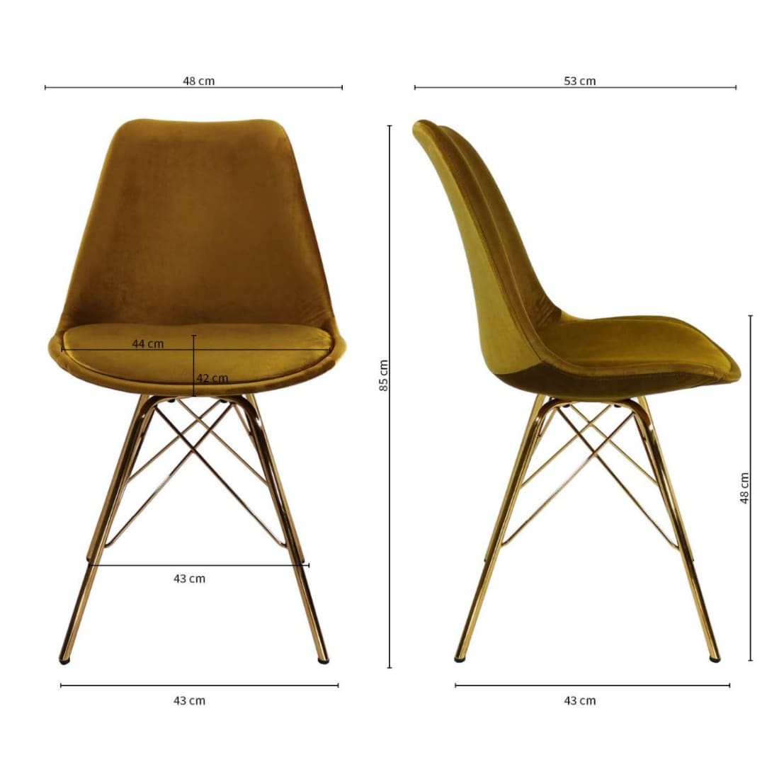 Kick Kuipstoel Velvet Goud Frame - Goud - Velvet