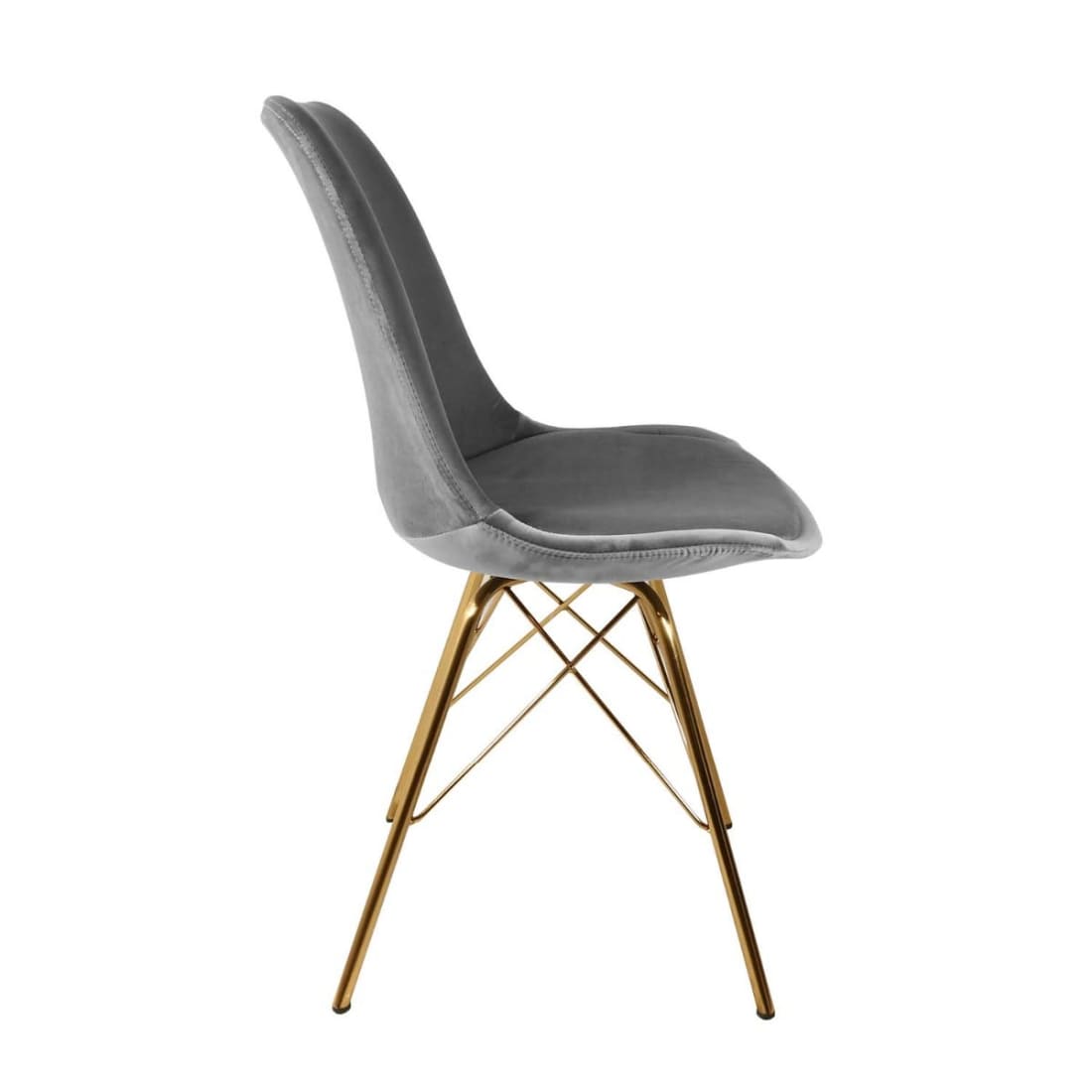 Kick Kuipstoel Velvet Goud Frame - Grijs - Velvet