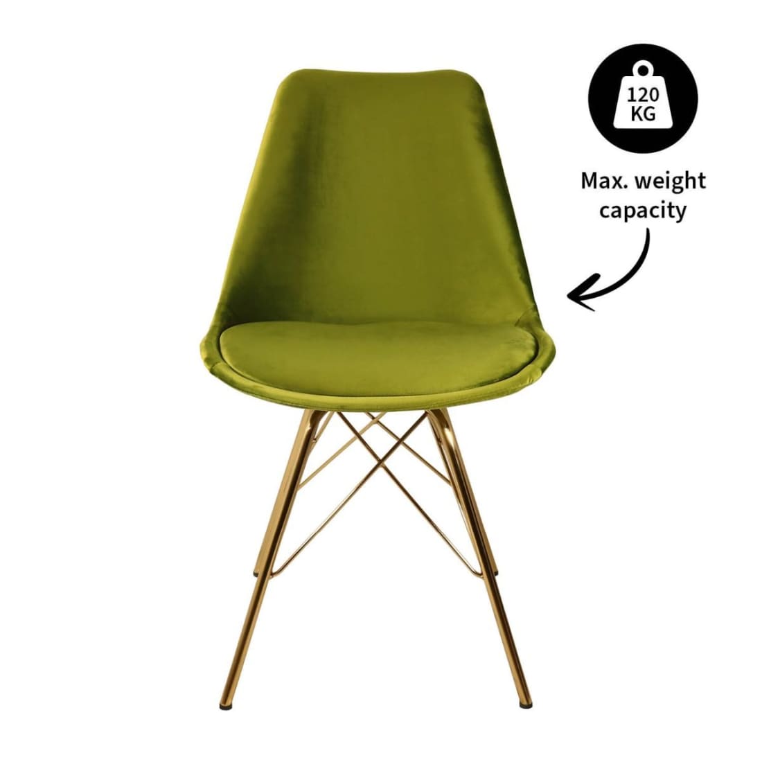 Kick Kuipstoel Velvet Goud Frame - Groen - Velvet