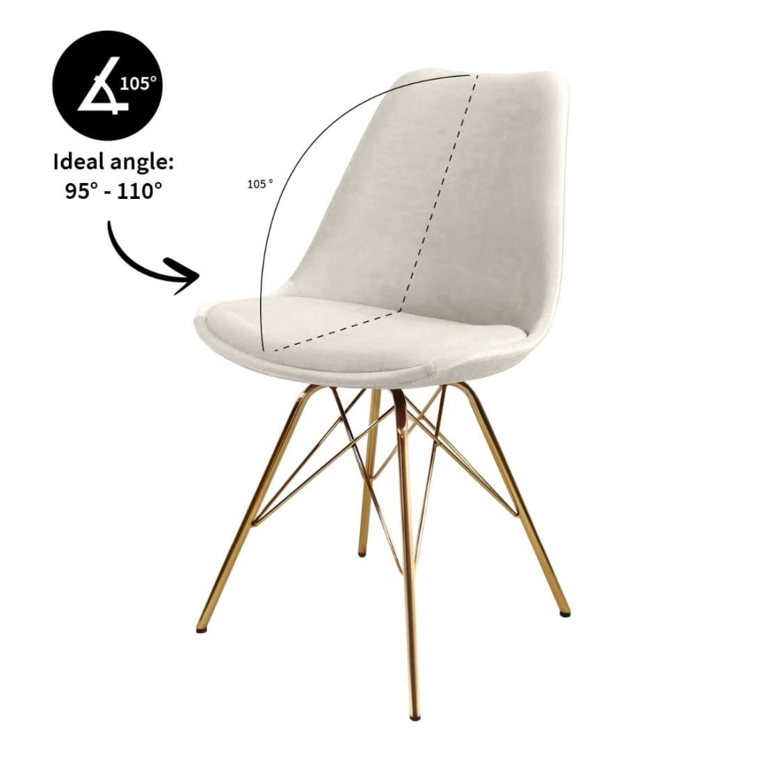 Kick Kuipstoel Velvet Goud Frame - Ivoor - Velvet