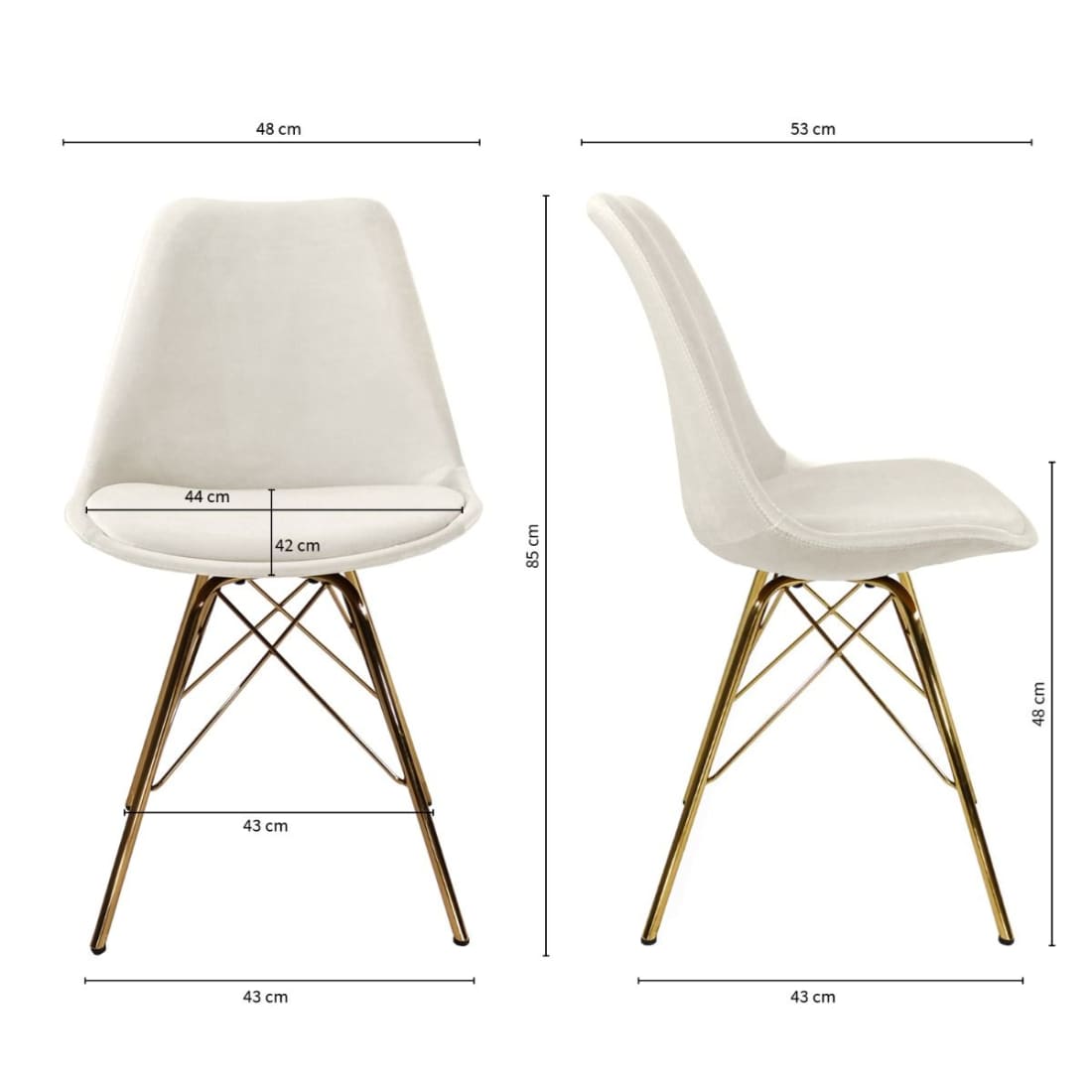 Kick Kuipstoel Velvet Goud Frame - Ivoor - Velvet