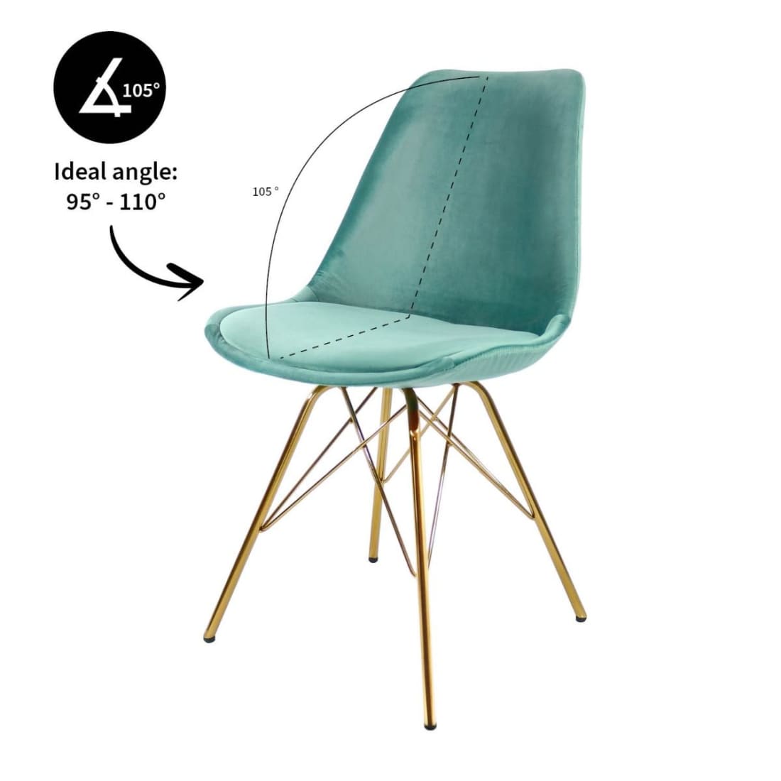 Kick Kuipstoel Velvet Goud Frame - Mintgroen - Velvet
