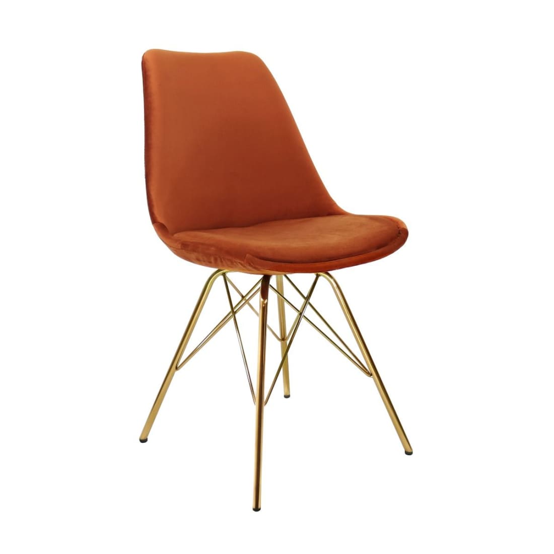 Kick Kuipstoel Velvet Goud Frame - Oranje - Velvet