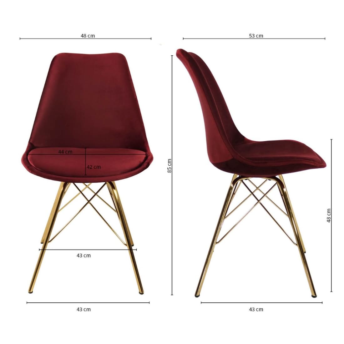 Kick Kuipstoel Velvet Goud Frame - Rood - Velvet