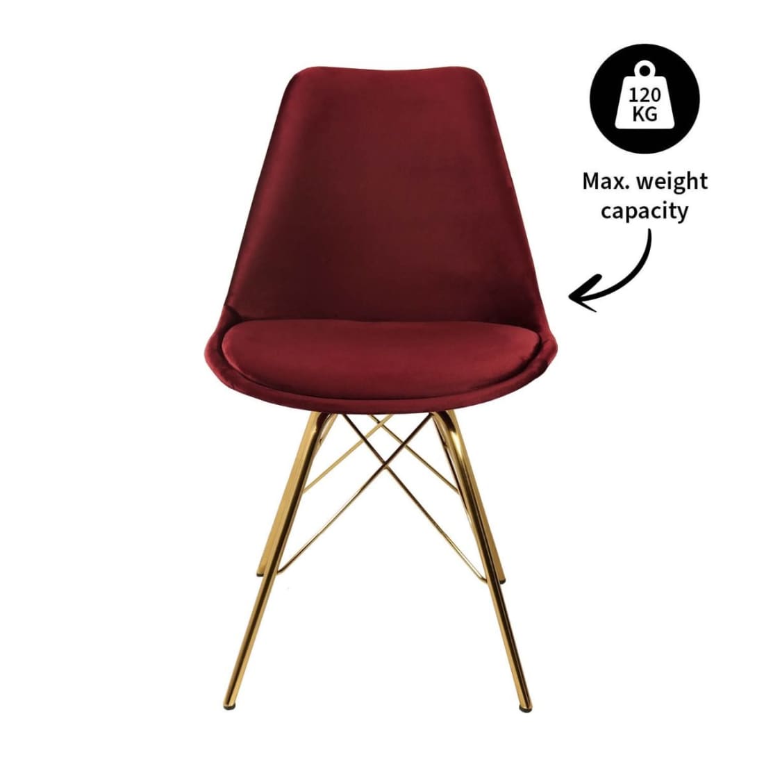 Kick Kuipstoel Velvet Goud Frame - Rood - Velvet