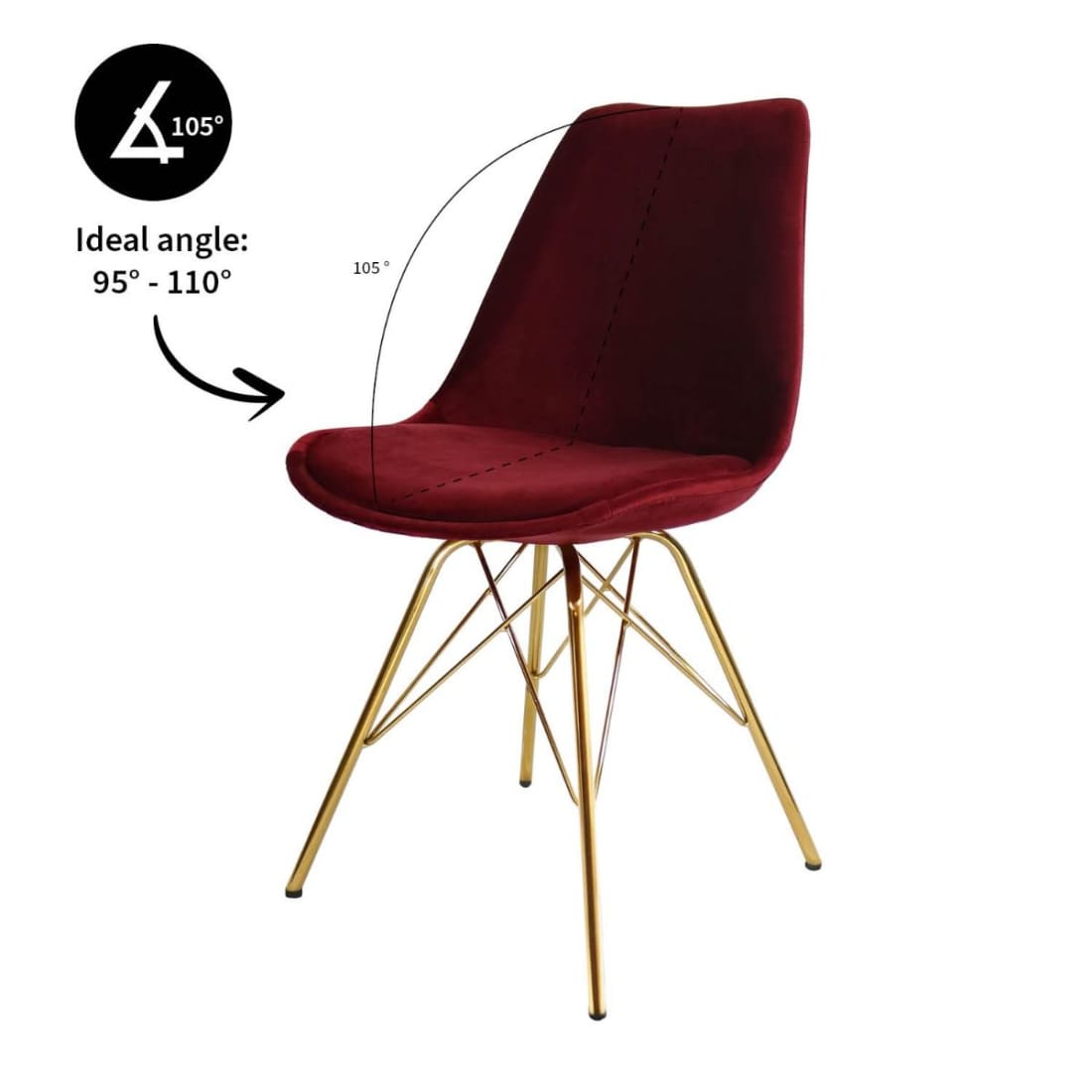 Kick Kuipstoel Velvet Goud Frame - Rood - Velvet