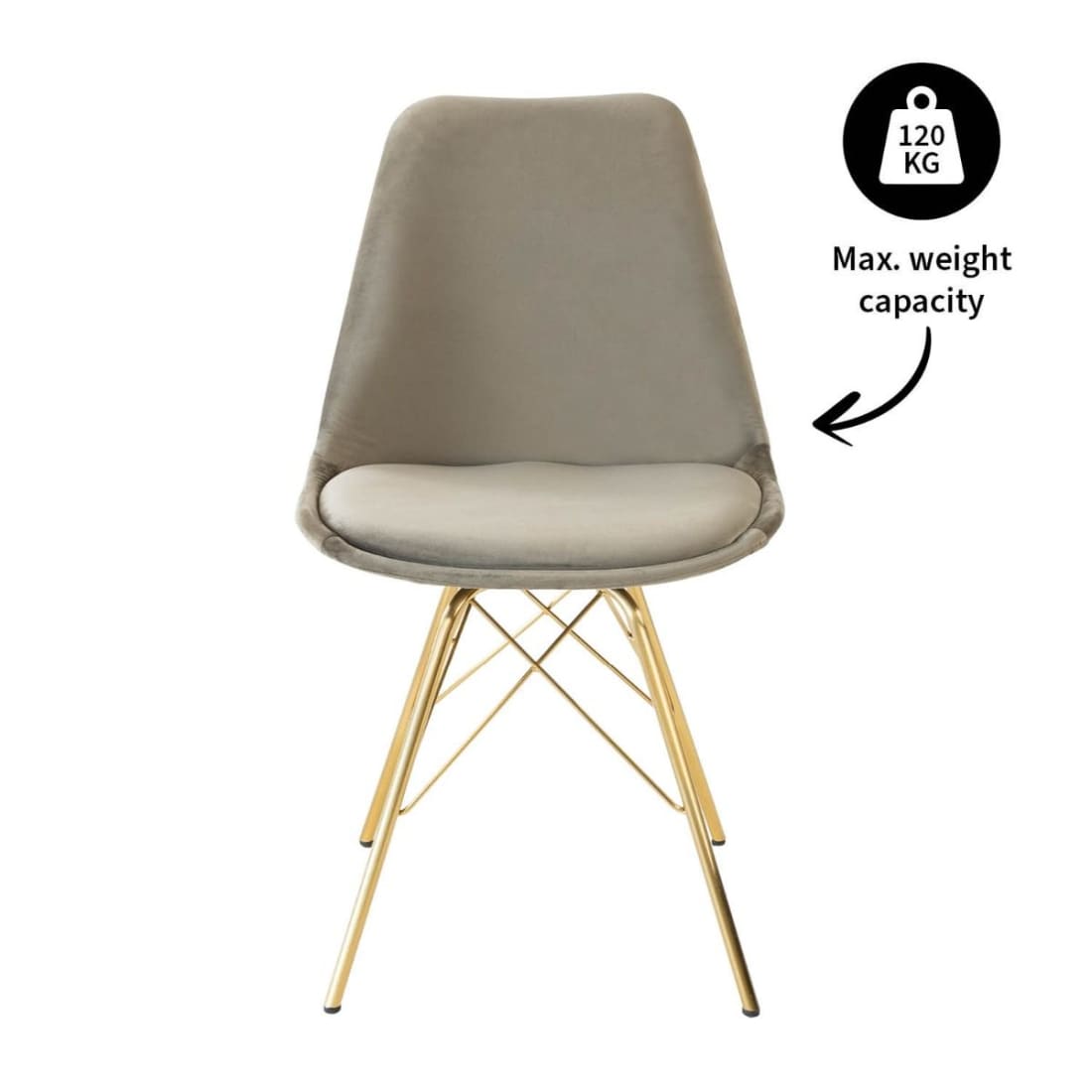 Kick Kuipstoel Velvet Goud Frame - Taupe - Velvet
