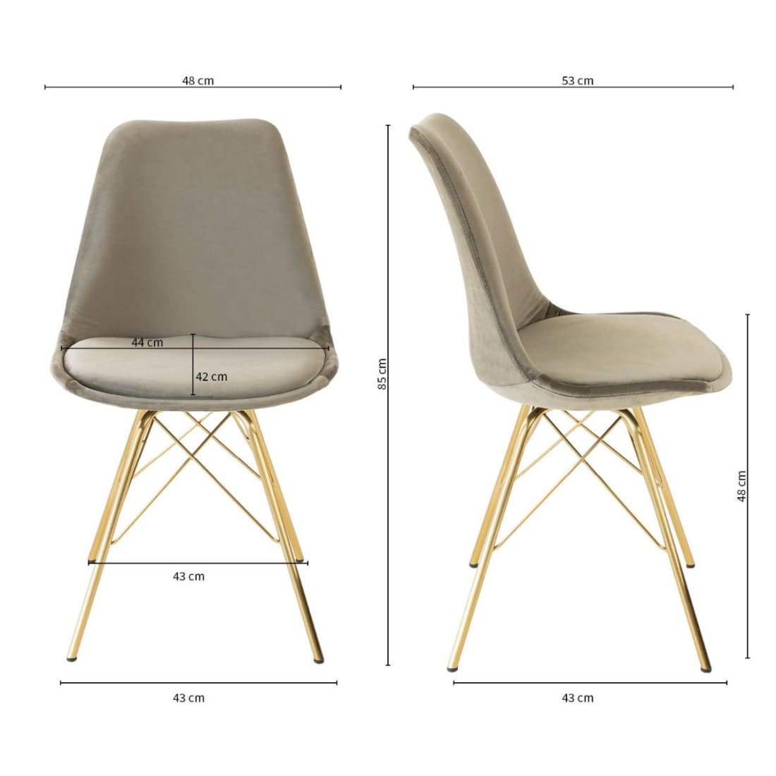 Kick Kuipstoel Velvet Goud Frame - Taupe - Velvet
