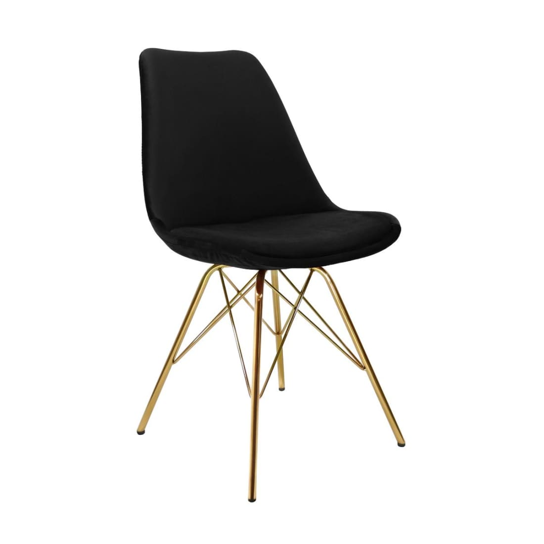 Kick Kuipstoel Velvet Goud Frame - Zwart - Velvet