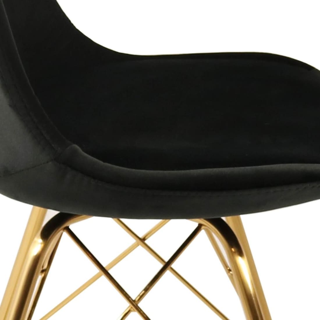 Kick Kuipstoel Velvet Goud Frame - Zwart - Velvet