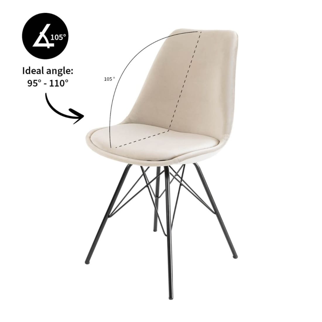 Kick Kuipstoel Velvet Zwart Frame - Champagne - Velvet