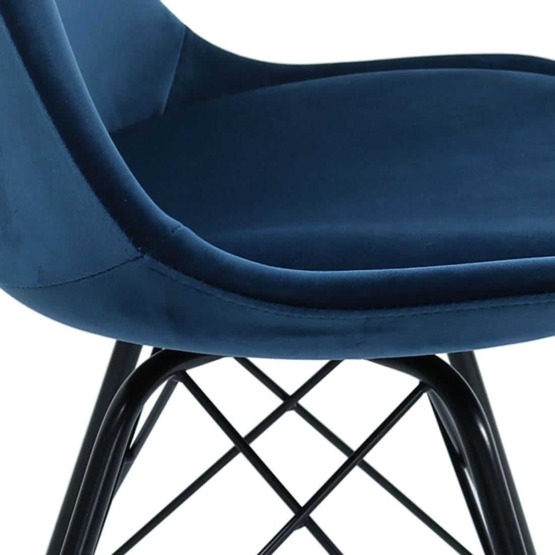 Kick Kuipstoel Velvet Zwart Frame - Donkerblauw - Velvet
