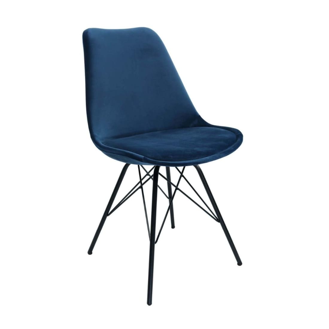 Kick Kuipstoel Velvet Zwart Frame - Donkerblauw - Velvet