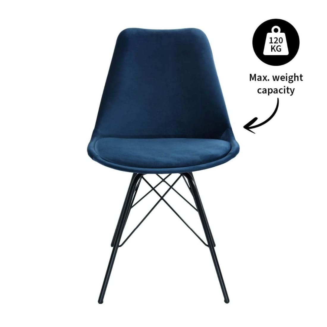 Kick Kuipstoel Velvet Zwart Frame - Donkerblauw - Velvet