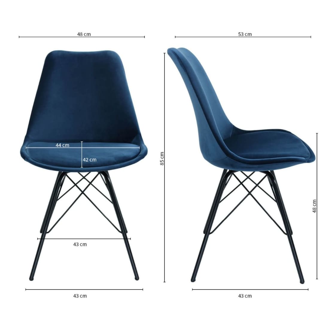 Kick Kuipstoel Velvet Zwart Frame - Donkerblauw - Velvet