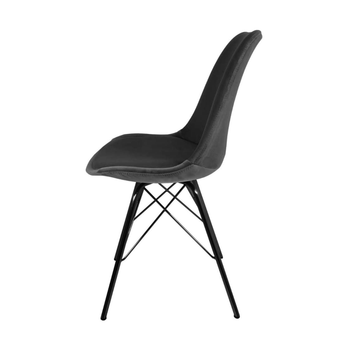 Kick Kuipstoel Velvet Zwart Frame - Donkergrijs - Velvet