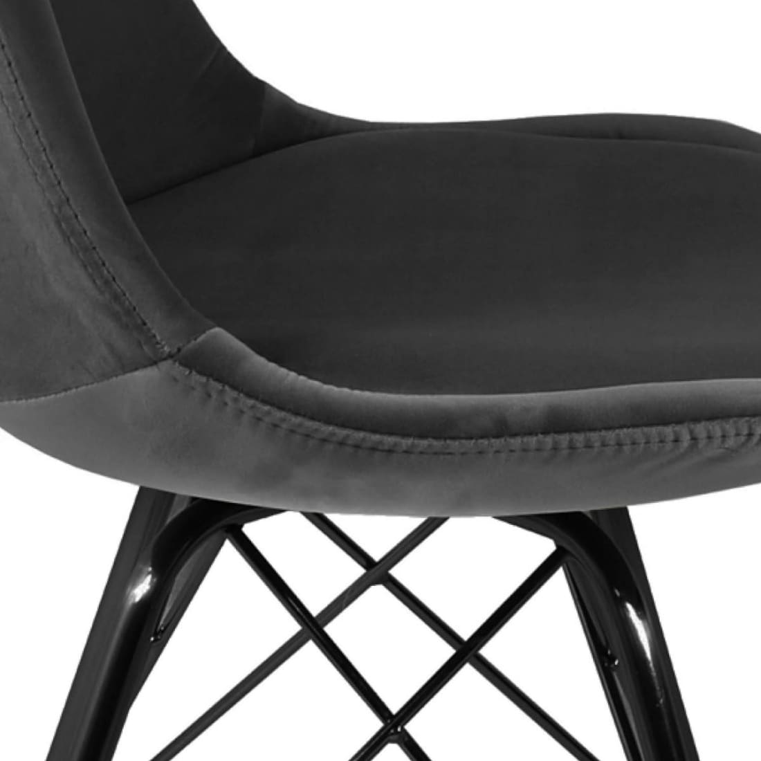 Kick Kuipstoel Velvet Zwart Frame - Donkergrijs - Velvet
