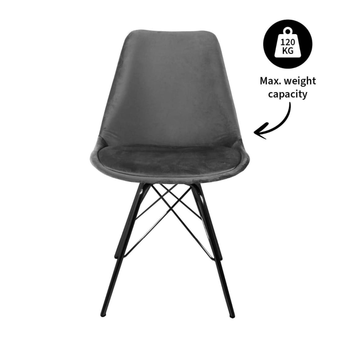 Kick Kuipstoel Velvet Zwart Frame - Donkergrijs - Velvet