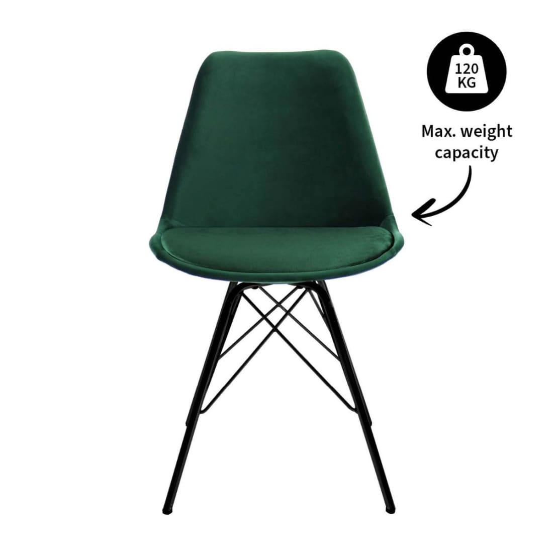 Kick Kuipstoel Velvet Zwart Frame - Donkergroen - Velvet