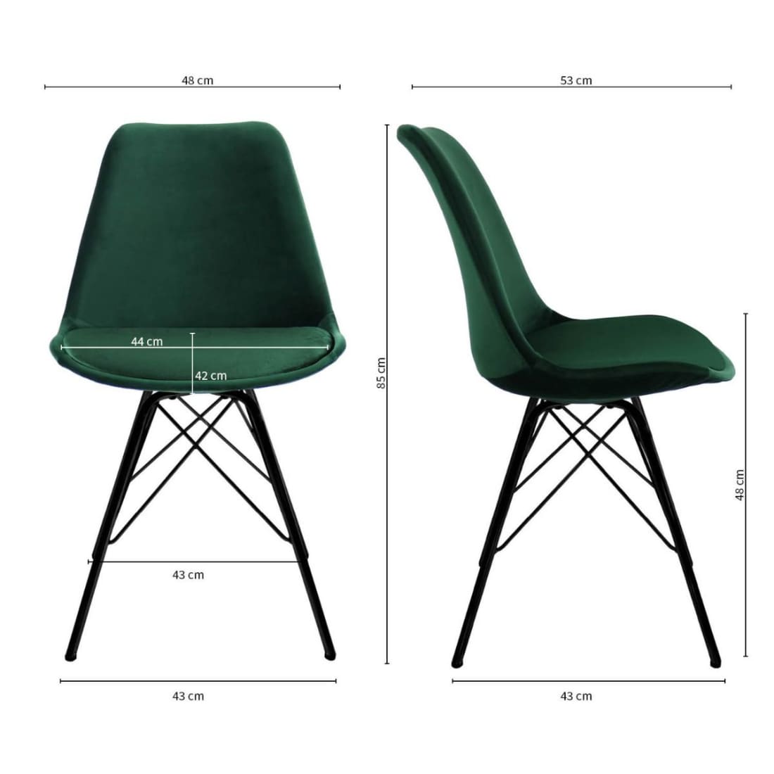 Kick Kuipstoel Velvet Zwart Frame - Donkergroen - Velvet
