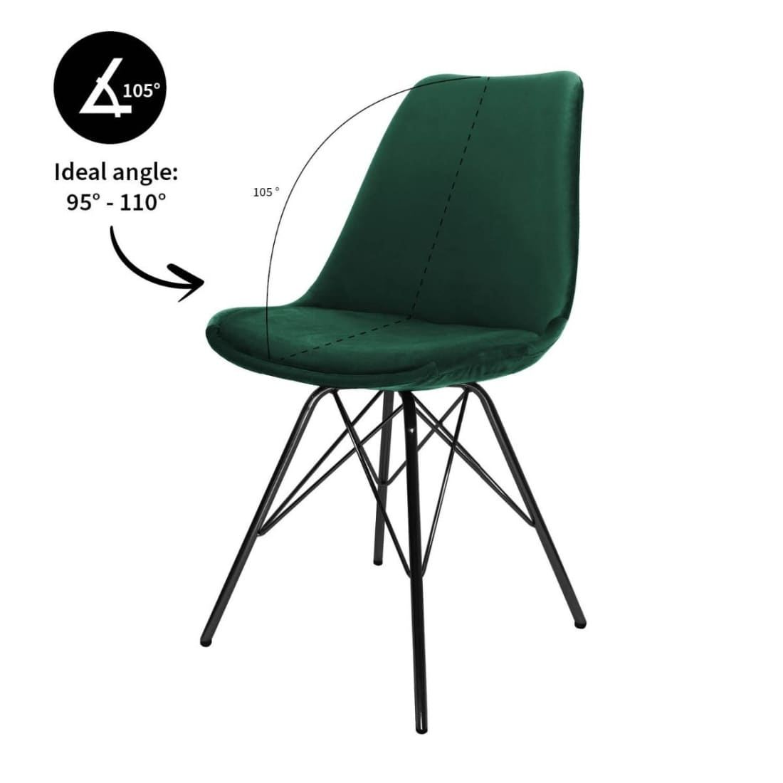 Kick Kuipstoel Velvet Zwart Frame - Donkergroen - Velvet