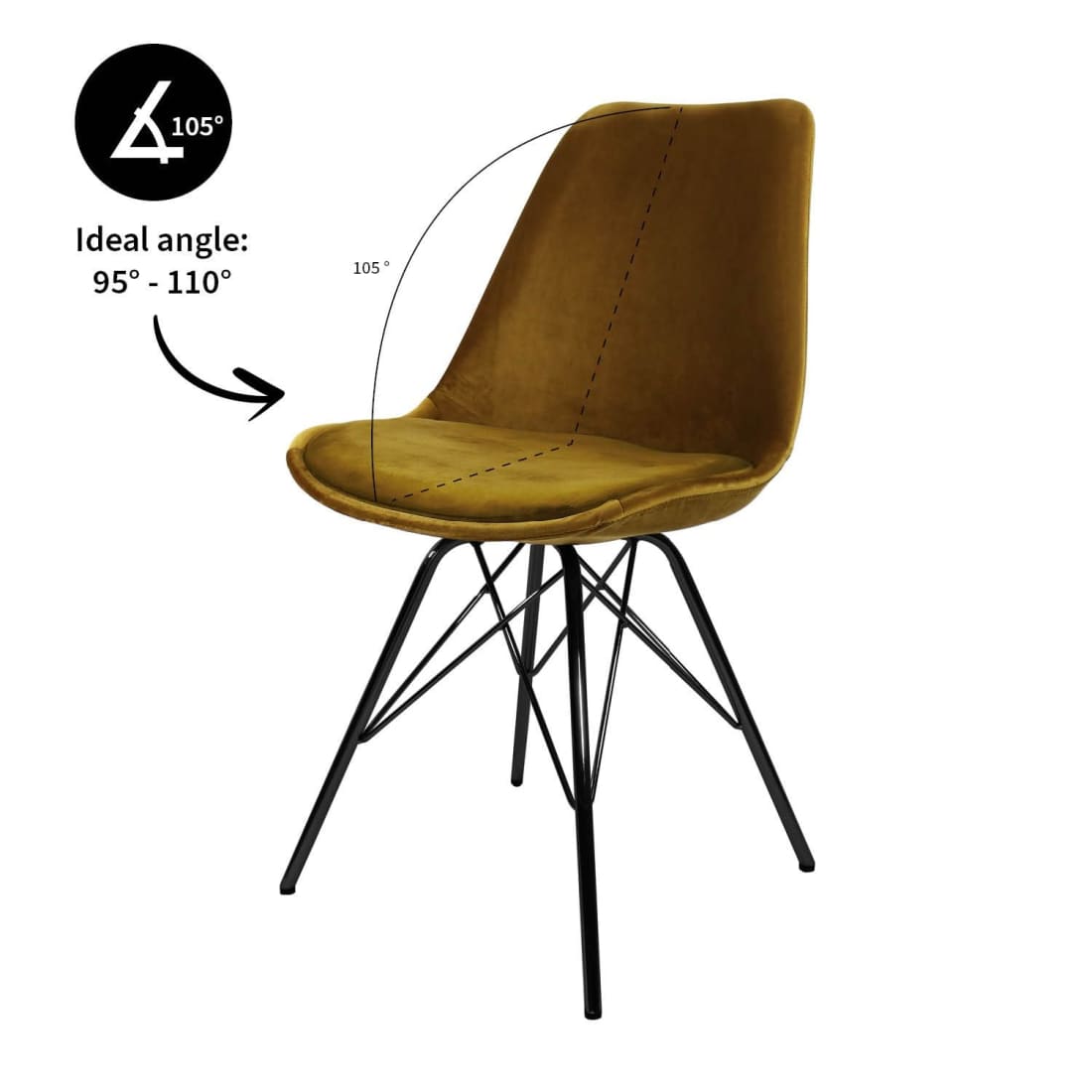 Kick Kuipstoel Velvet Zwart Frame - Goud - Velvet