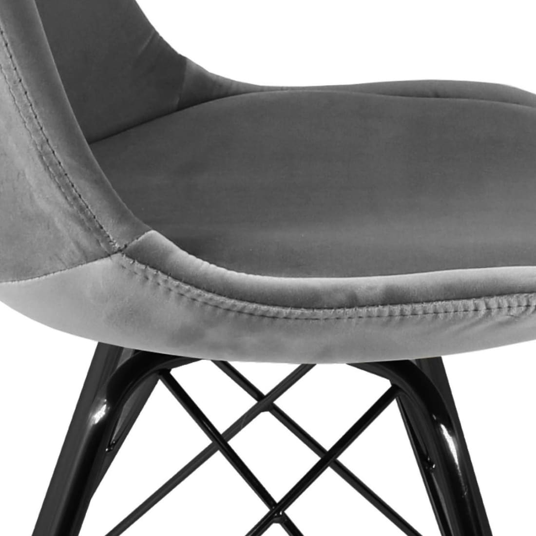 Kick Kuipstoel Velvet Zwart Frame - Grijs - Velvet