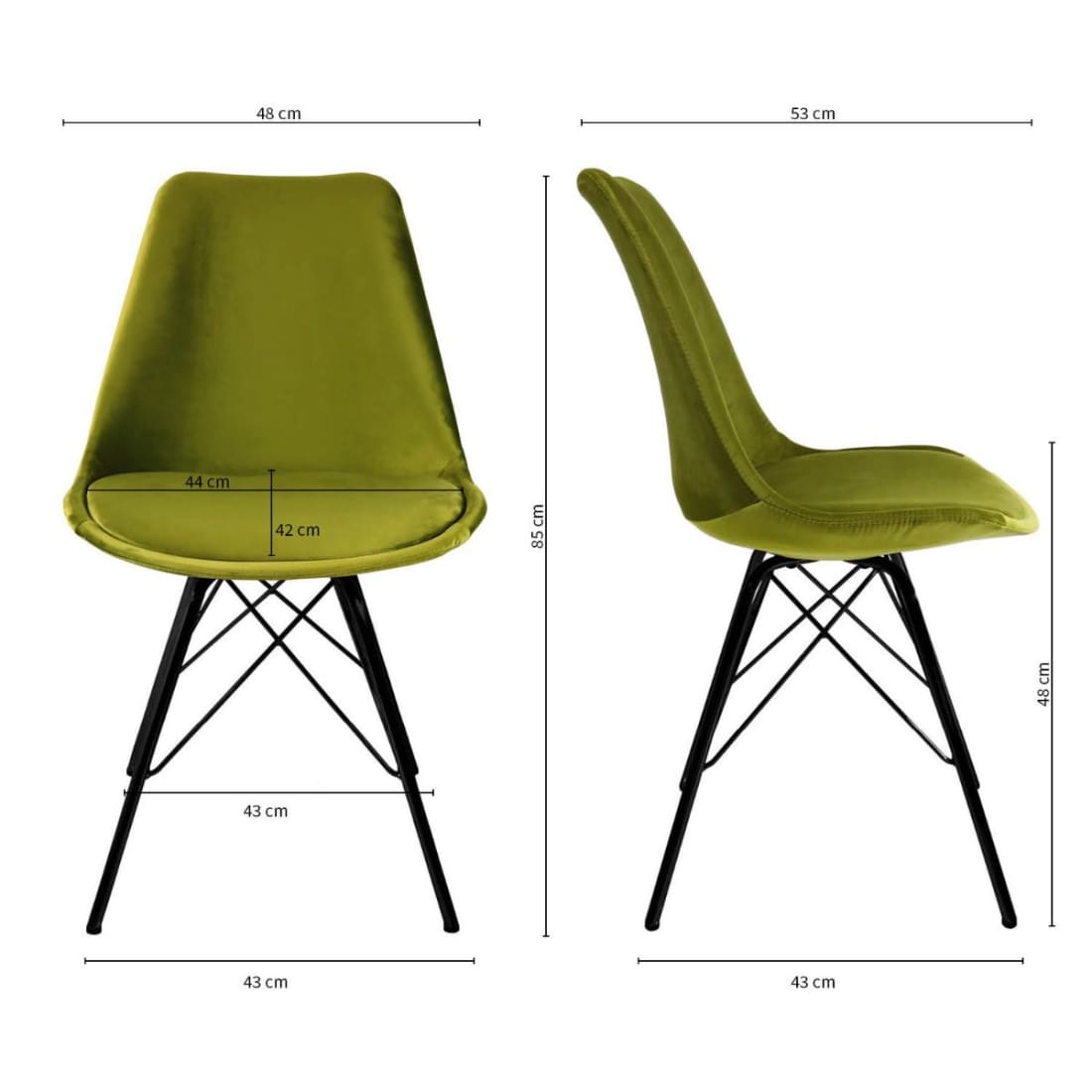 Kick Kuipstoel Velvet Zwart Frame - Groen - Velvet