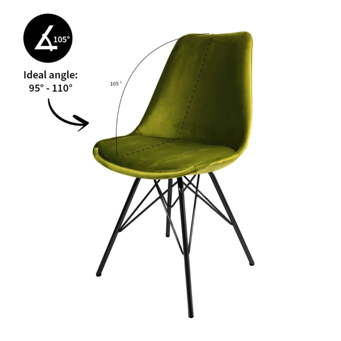 Kick Kuipstoel Velvet Zwart Frame - Groen - Velvet