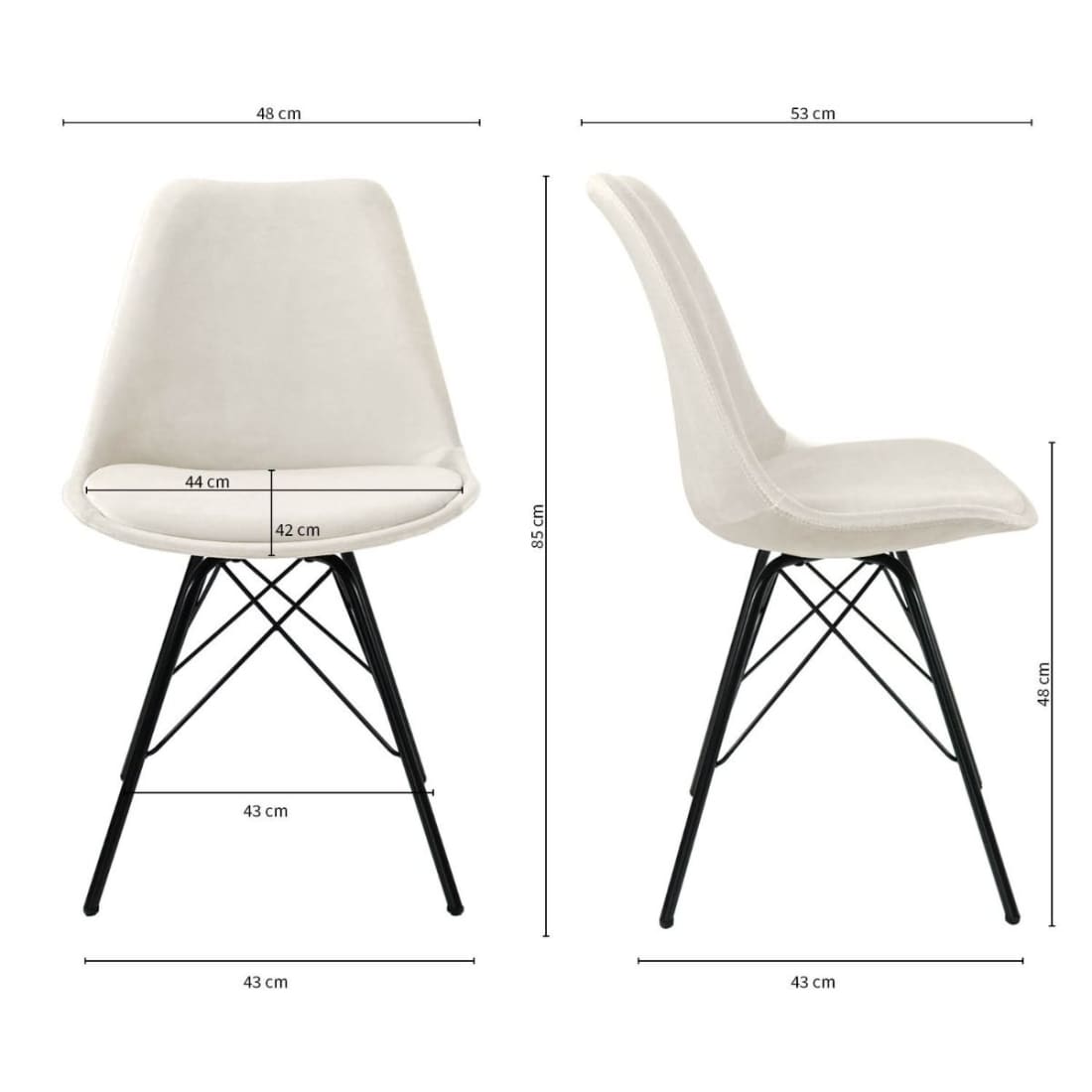 Kick Kuipstoel Velvet Zwart Frame - Ivoor - Velvet