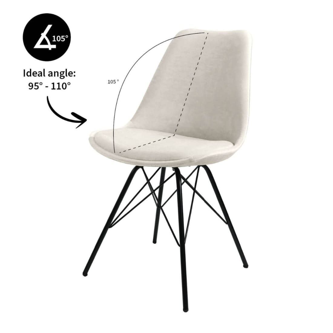 Kick Kuipstoel Velvet Zwart Frame - Ivoor - Velvet