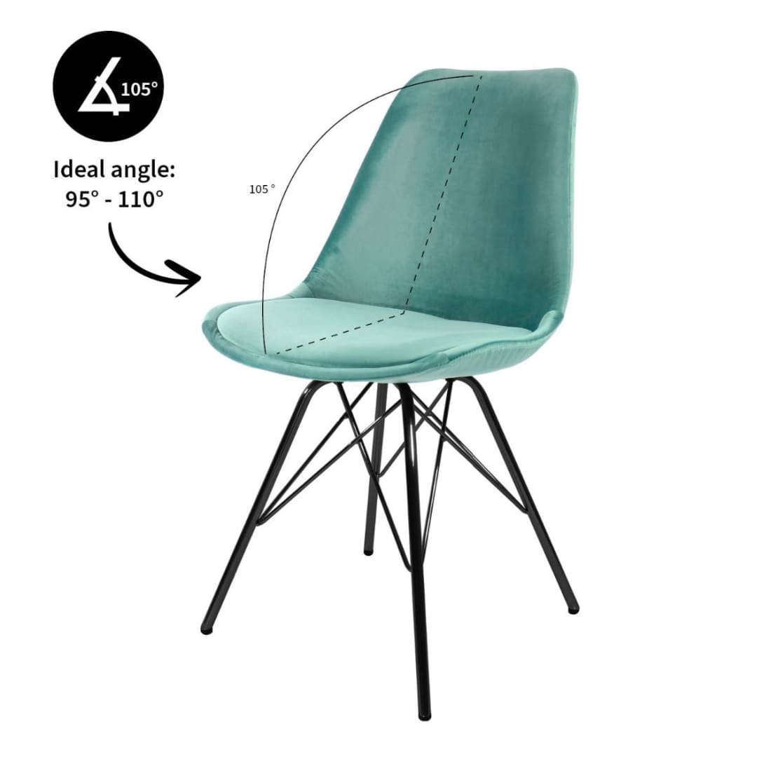 Kick Kuipstoel Velvet Zwart Frame - Mintgroen - Velvet