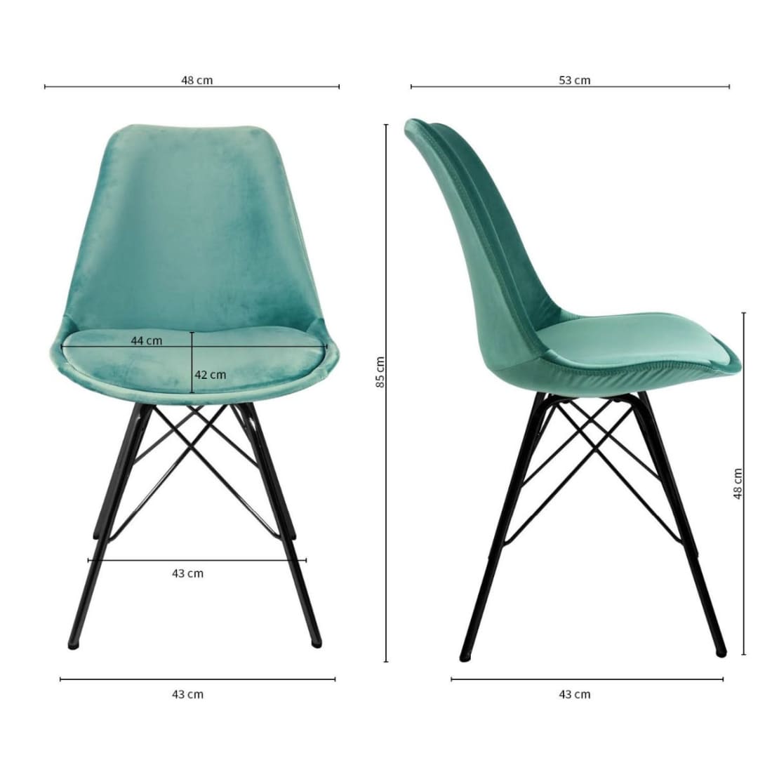 Kick Kuipstoel Velvet Zwart Frame - Mintgroen - Velvet
