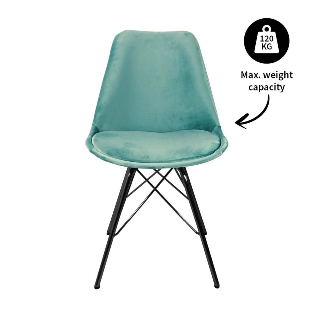 Kick Kuipstoel Velvet Zwart Frame - Mintgroen - Velvet