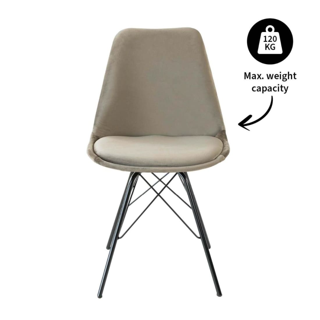Kick Kuipstoel Velvet Zwart Frame - Taupe - Velvet