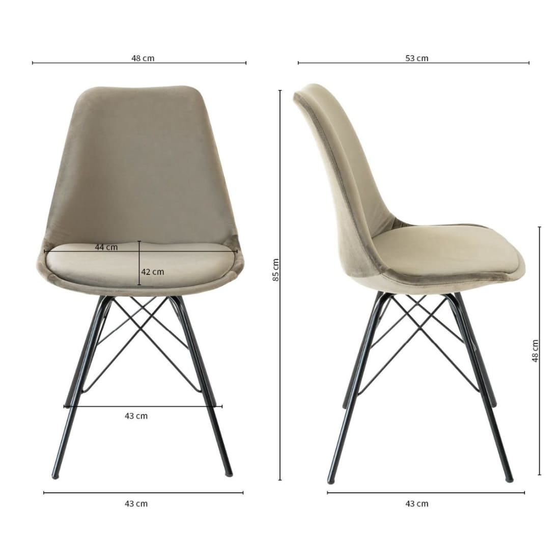 Kick Kuipstoel Velvet Zwart Frame - Taupe - Velvet