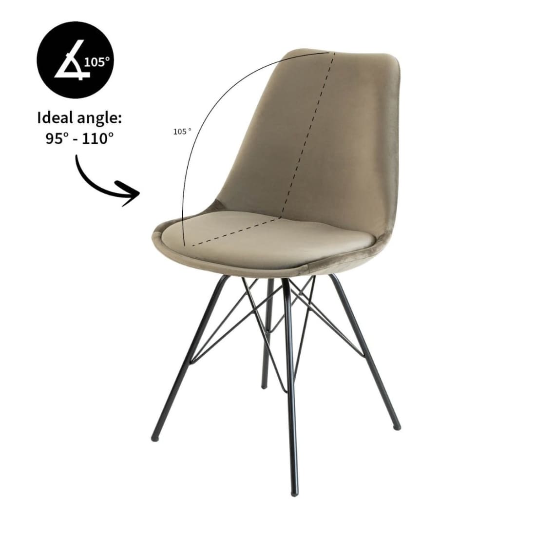 Kick Kuipstoel Velvet Zwart Frame - Taupe - Velvet