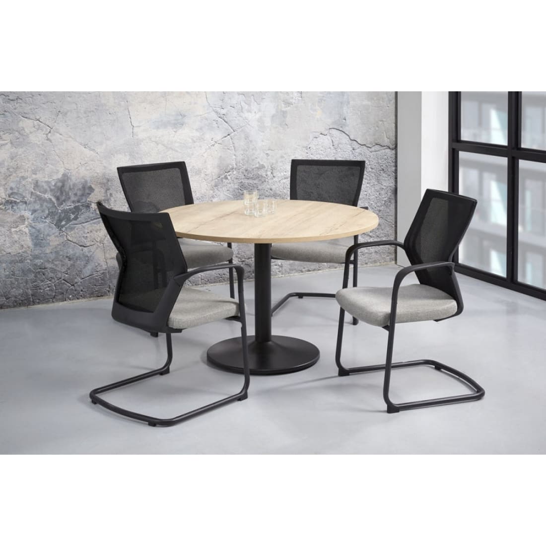 Manager Ronde Vergadertafel Ø120CM 4 personen - Licht Eiken