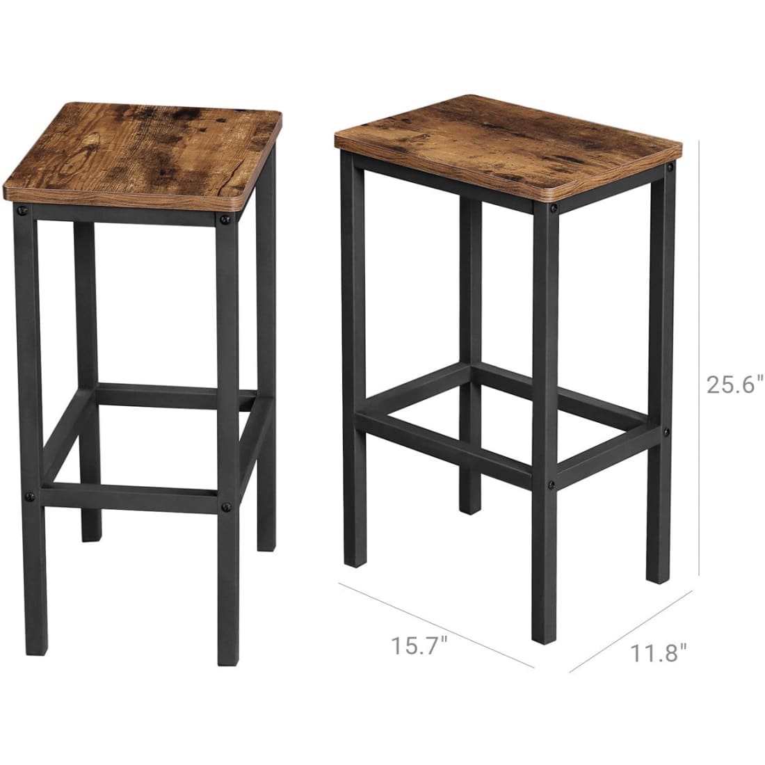 Mazazu - Barkrukken set van 2 - Industrieel - Hout/Metaal -