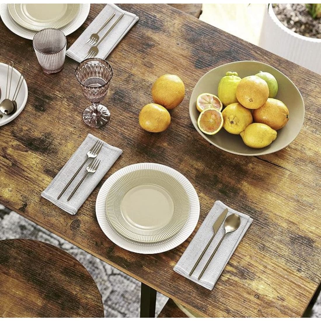 Mazazu - Bartafel - Tafel - Industrieel - Hout - Bruin/Zwart
