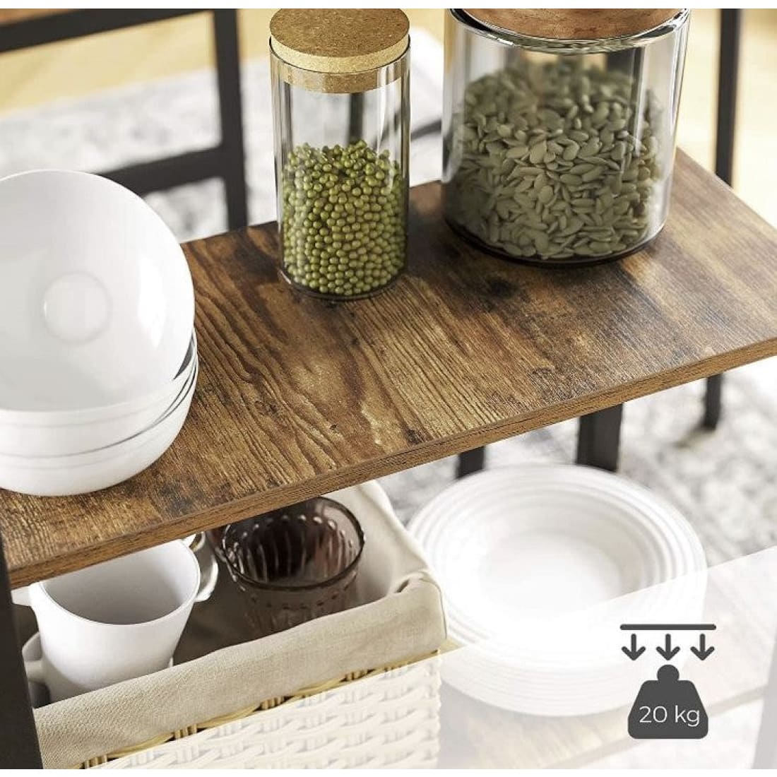 Mazazu - Bartafel - Tafel - Industrieel - Hout - Bruin/Zwart