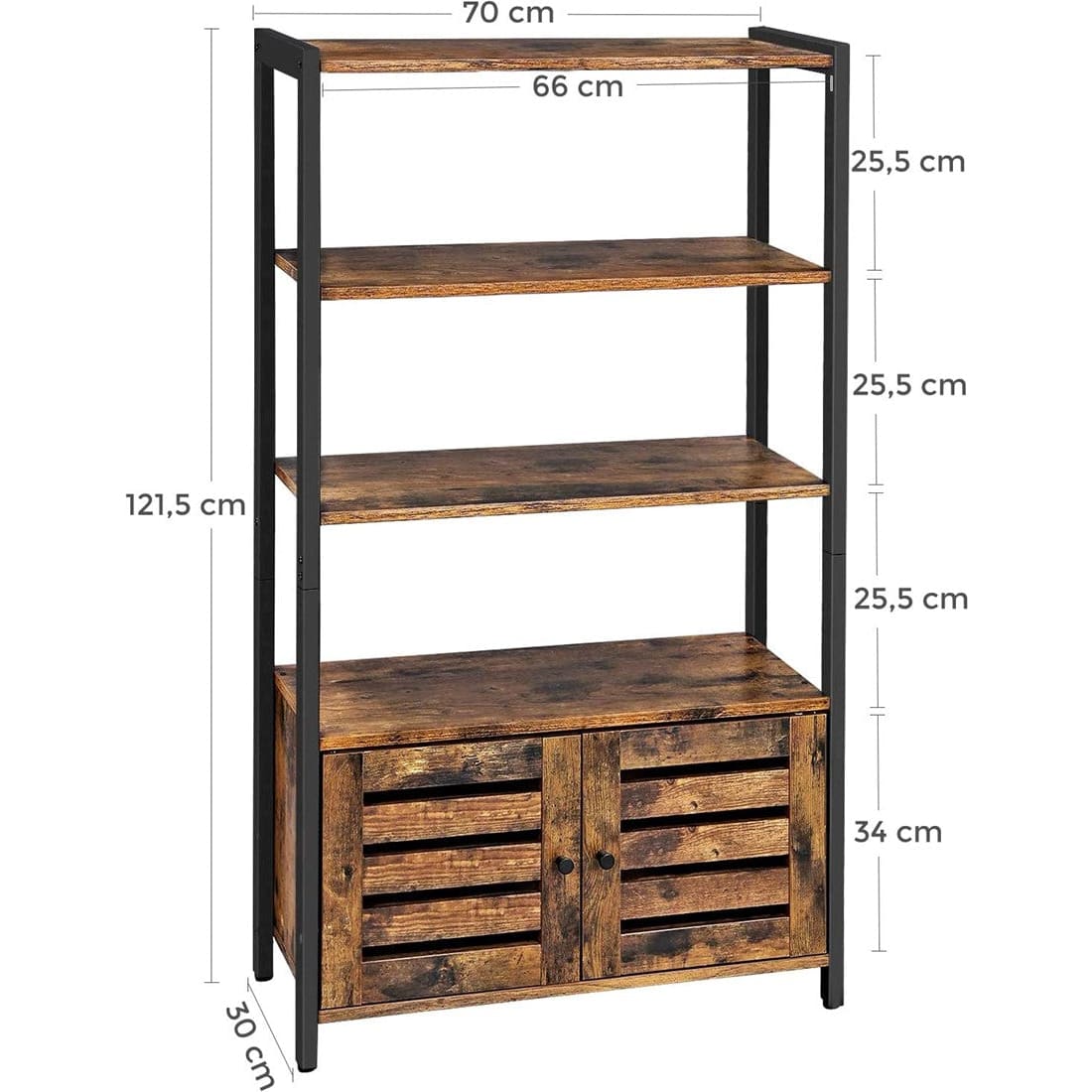 Mazazu- Boekenkast - Rustiek bruin 121,5x70x30 cm -