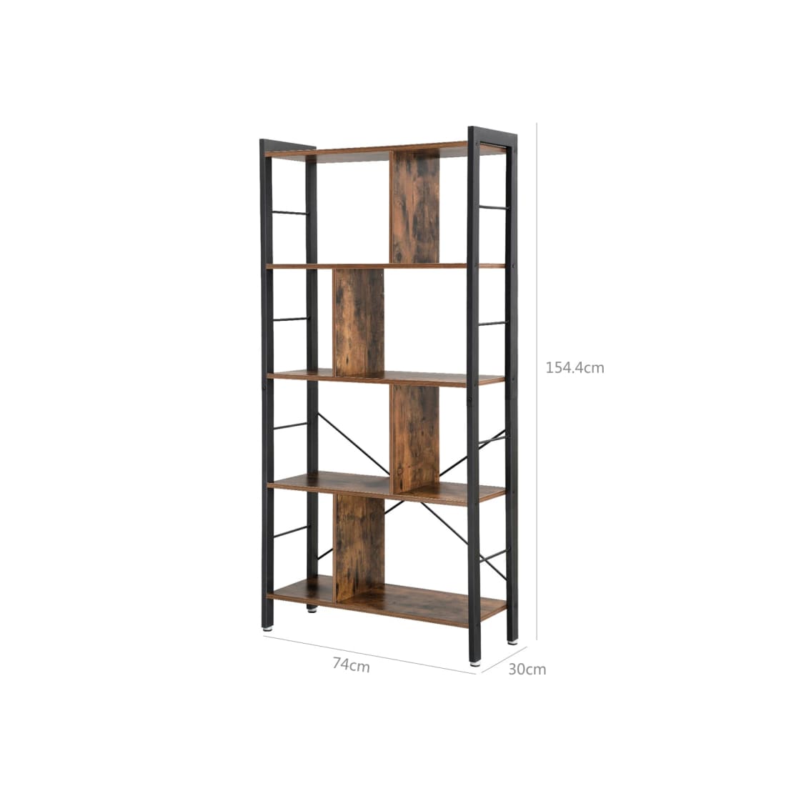 Mazazu -boekenplank met 4 niveaus vrijstaande plank