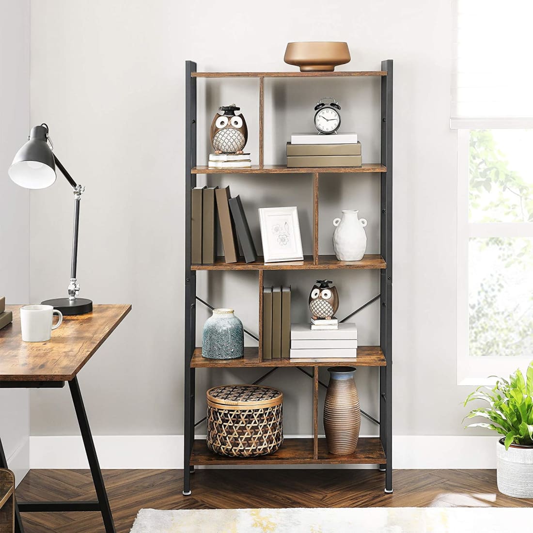 Mazazu -boekenplank met 4 niveaus vrijstaande plank