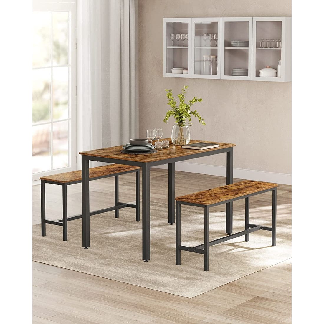 Mazazu - Eettafel met 2 banken - Woonkamer - Industrieel -