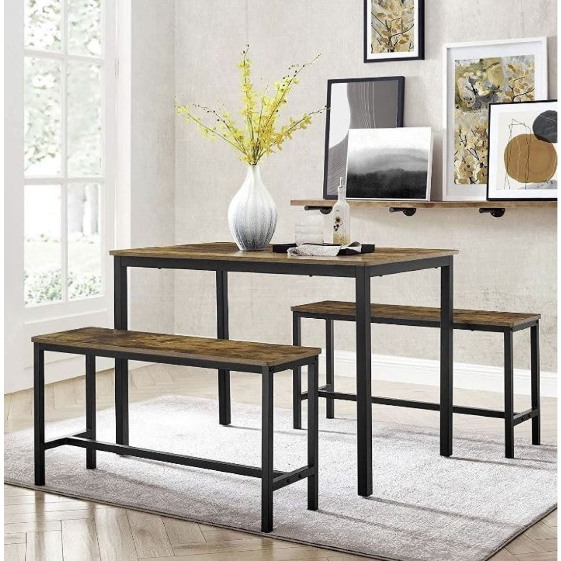 Mazazu - Eettafel met 2 banken - Woonkamer - Industrieel -
